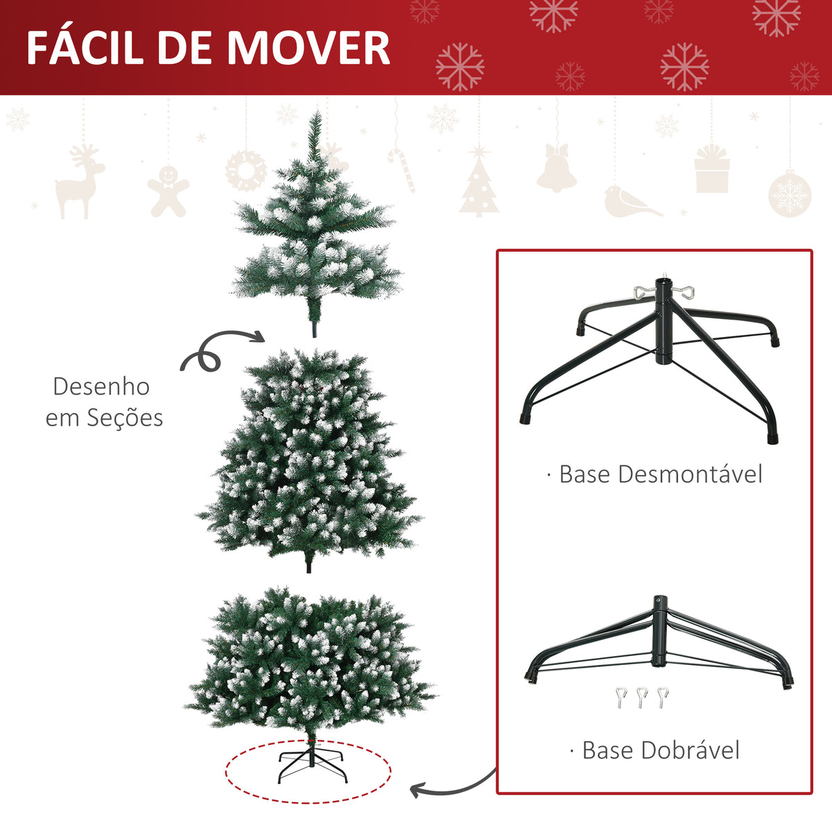 HOMCM Árvore de natal de 210 cm 2012ramos com Suporte Metálico Árvore de Natal de ponta branca artificial Realista para interiores Verde — foto 6