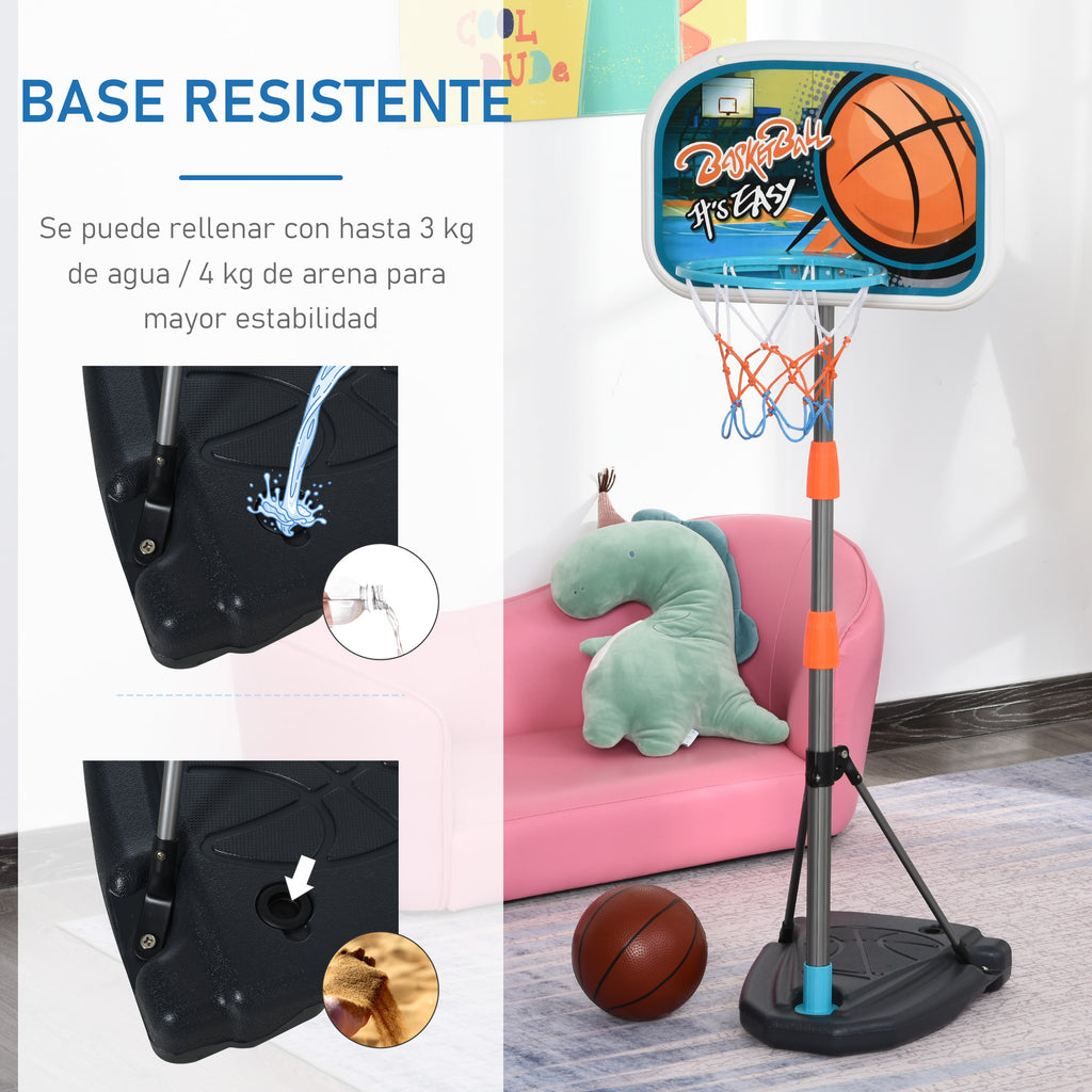 Tabela de Basquetebol para Crianças Tabela de Basquetebol com Suporte Altura Ajustável e Base Preenchida para Interior e Exterior 32x65x126-158 cm Multicor — foto 5
