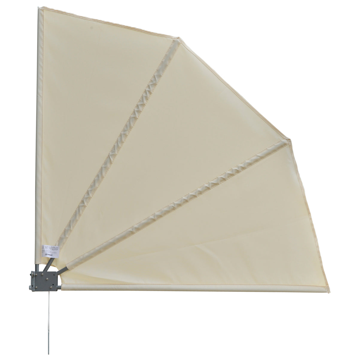 Outsuuny Toldo lateral dobrável para varanda 120x120 cm em formato de leque alumínio com suporte de parede para terraço e pátio Bege — foto 1
