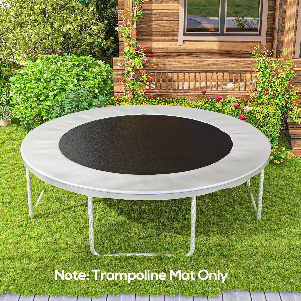 Tapete de Substituição para Trampolim Redondo Ø323 cm Tapete para Trampolim de 12 Pés Anti-UV e 8 Filas de Costuras Preto — foto 2