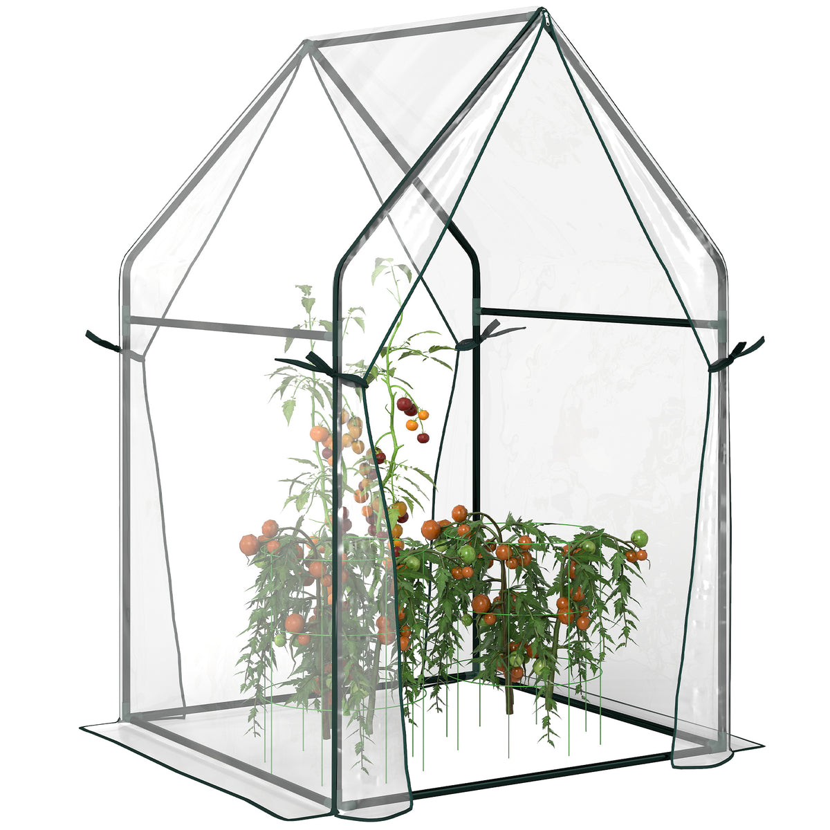 Estufa de Jardim Estufa de Varanda com 2 Portas com Fecho de Correr Anti UV para Cultivo de Plantas Flores Verduras 90x90x145 cm Transparente — foto 1