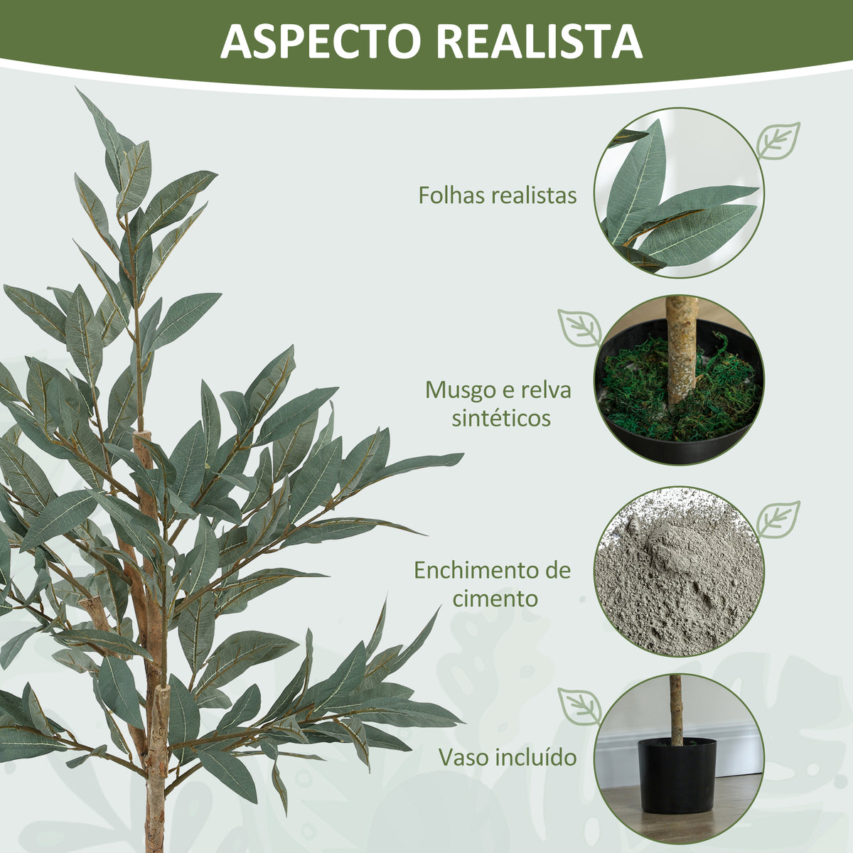 Planta Artificial de Louro 120 cm Planta Artificial Decorativa Grande Decoração para Casa Escritório Varanda Quarto Verde — foto 4