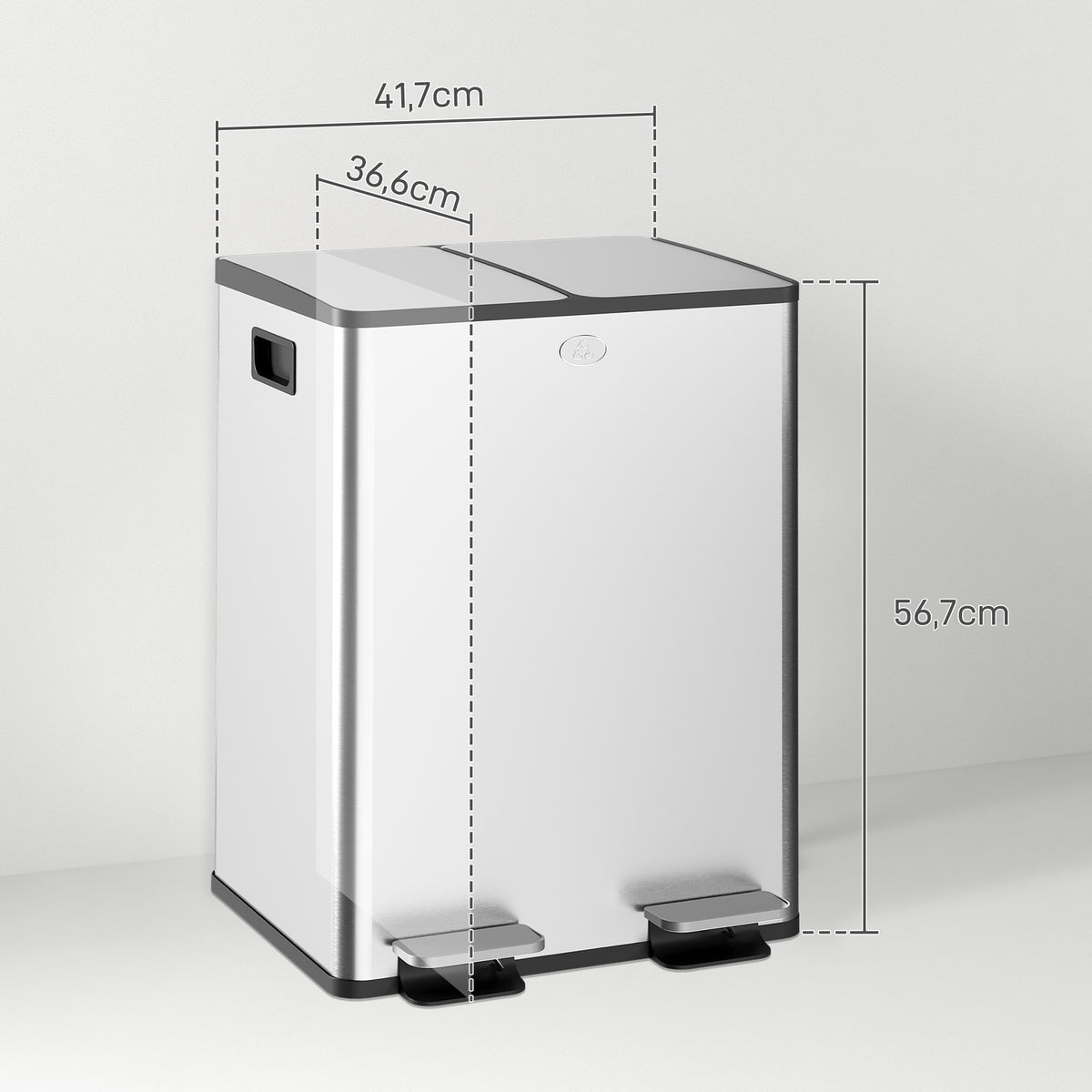 Balde de Lixo de Cozinha com 2 Compartimentos 2x20L Cubo de Lixo de Aço Inoxidável com Pedal Tampa de Fechamento Suave e Cubo Amovível para Escritório Cozinha Prata — foto 3