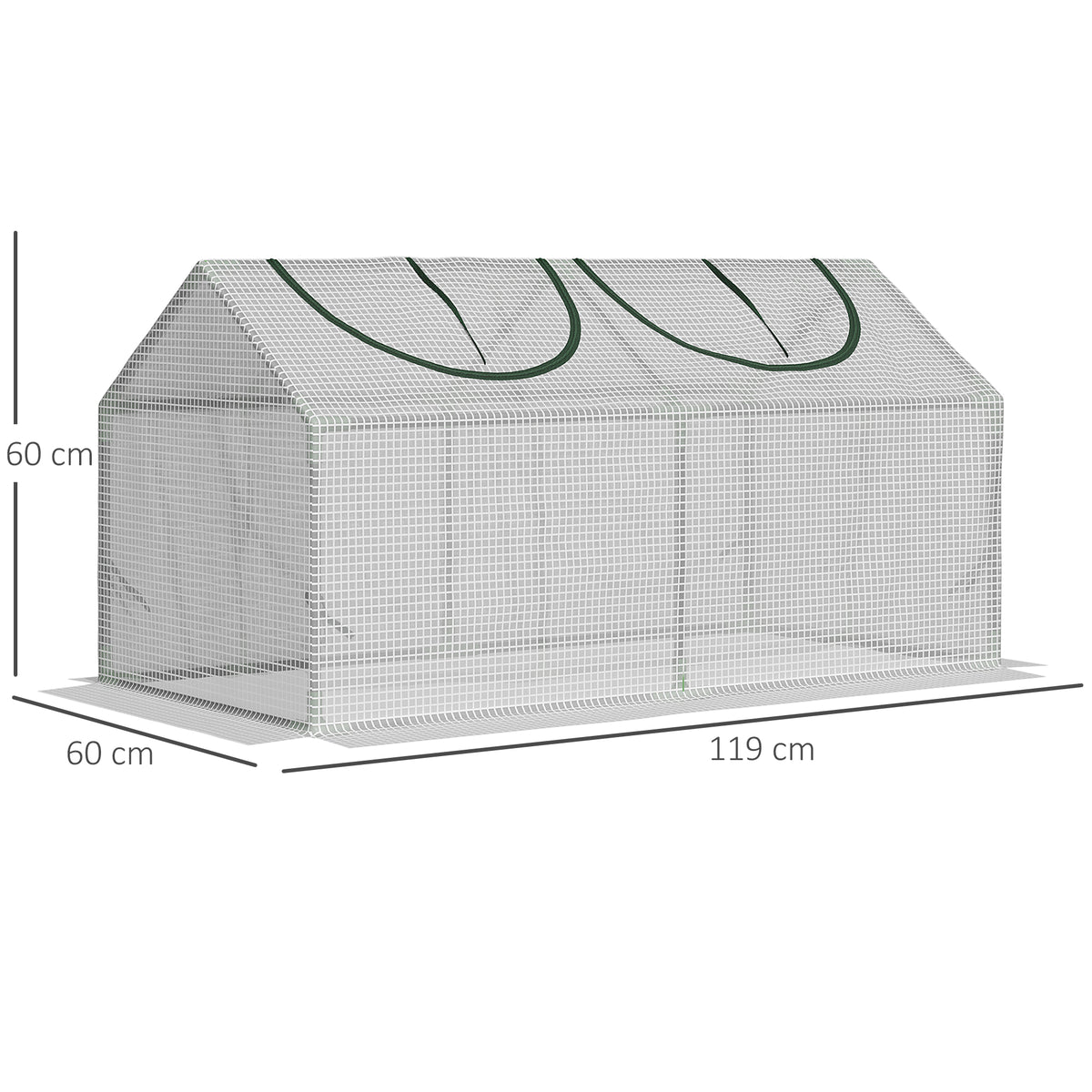 Estufa 119x60x60cm Estufa de Jardim com 2 Janelas Enroláveis para Cultivo de Plantas Verduras Flores Branco Translúcido — foto 3