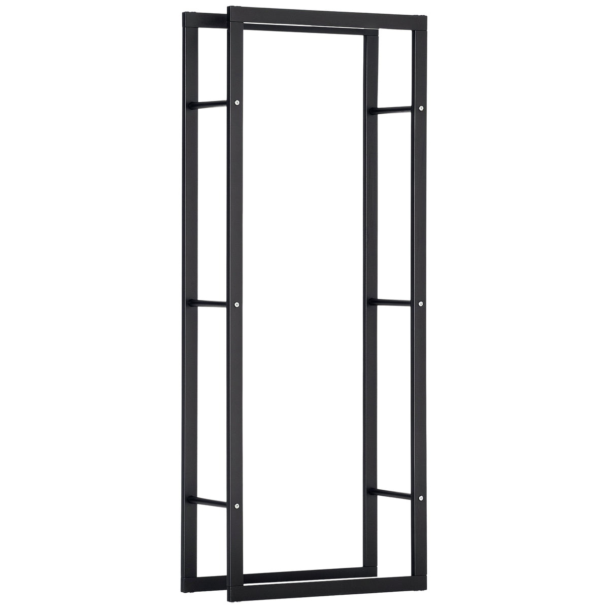 Suporte para Lenha de Metal Porta Lenha Metálico para Interior e Exterior Carga Máxima 100 kg 60x25x150 cm Preto — foto 1