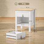 Mesa de Cabeceira Moderna Mesa de Cabeceira com 1 Gaveta Compartimento Aberto Puxador de PU Mesa Auxiliar para Sala ou Quarto 45x40x55 cm Branco — foto 3