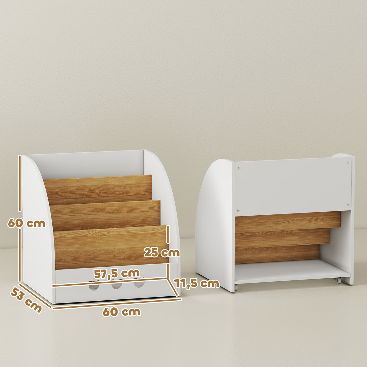 Estante Infantil para Brinquedos Organizador de Brinquedos de 4 Níveis com Compartimento Oculto para Quarto Infantil Sala de Jogos Creche 60x53x60 cm Branco e Madeira — foto 3