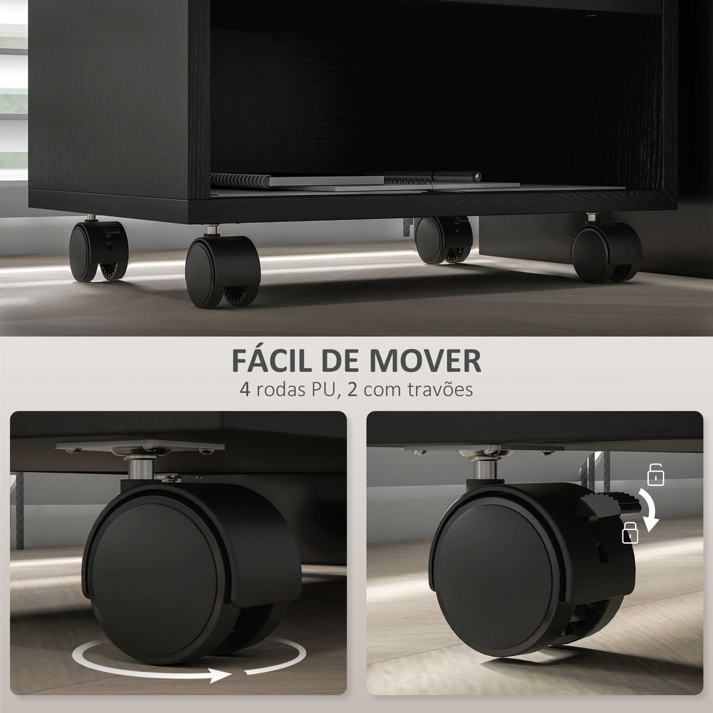 Móvel para Impressora com Rodas Suporte para Impressora com Compartimentos Abertos para Escritório Estúdio 40x30x36 cm Preto — foto 5