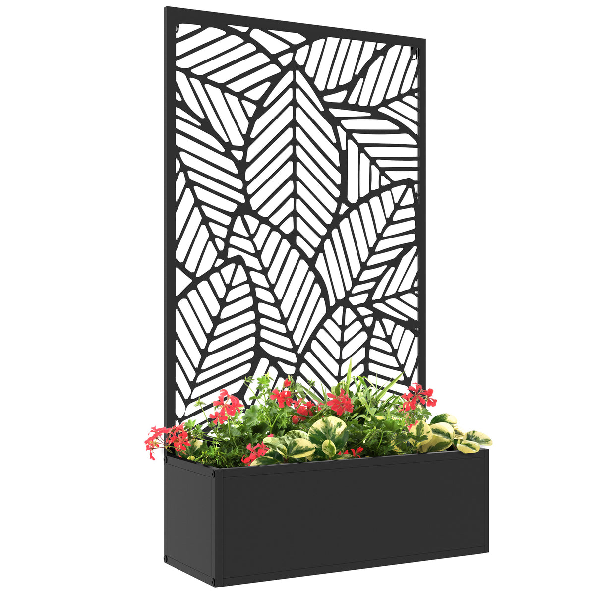 Biombo de Exterior com Floreira de Metal Floreira de Parede ou Independente para Cultivos de Plantas Flores para Jardim Varanda 61x23x113 cm Preto — foto 1