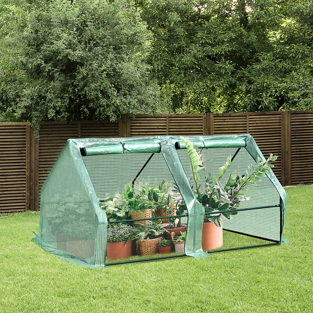 Estufa de Jardim Terraço 180x90x90 cm Tipo Casa Tubo de Aço com 2 Janelas Estufa Pequena para Cultivo de Plantas e Verduras Verde — foto 2