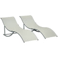 2 espreguiçadeiras ergonômicas dobráveis ​​em forma de S com estrutura de alumínio Textilene para piscina pátio jardim e varanda 165x61x63 cm Bege — foto 1