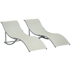 2 espreguiçadeiras ergonômicas dobráveis ​​em forma de S com estrutura de alumínio Textilene para piscina pátio jardim e varanda 165x61x63 cm Bege — foto 1