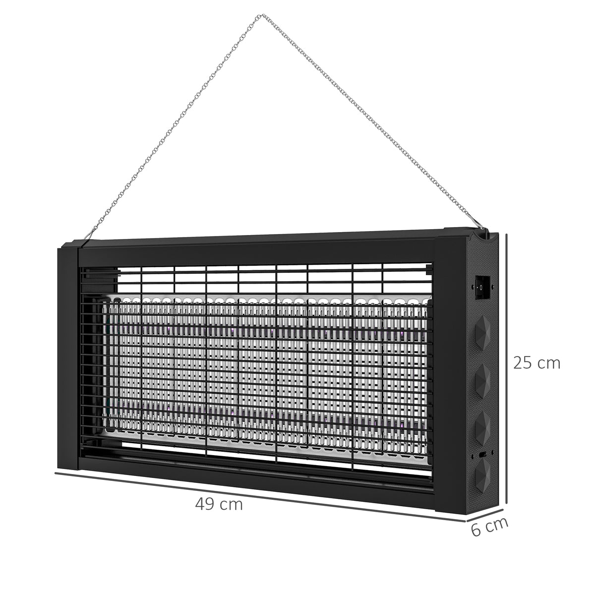 Lâmpada Anti-Mosquitos com Luz LED Mata Mosquitos Elétrico 8W Efetivo para 60 m² com Corrente para Interior Jardim Terraço Pátio 49x6x25 cm Preto — foto 3