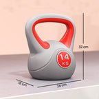 Kettlebell 14 kg Peso Russo com Revestimento de PU e Enchimento de Areia para Treinamento em Casa Ginásio 26x18x32 cm Vermelho e Cinza — foto 3