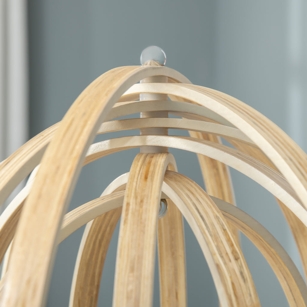 Candeeiro de Pé com Ecrã Giratório de 360° Interruptor de Pé LED E27 Máx. 40W Base de Madeira Candeeiro de Pé para Sala de Estar Dormitório Estúdio 38x38x160cm Natural — foto 8