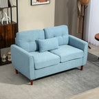 Sofá de 2 Lugares para Sala com Apoio de Braços Almofadas e Assento Acolchoado Capa de Almofada Lavável 140x78x83 cm Azul Claro — foto 2