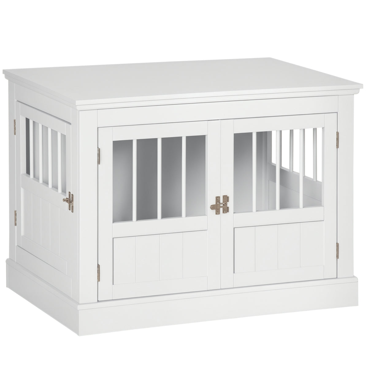 Gaiola para Cães com Mesa Auxiliar Casa para Animais de Estimação Moderna com 3 Portas Francês e Fecho Magnético para Cães Pequenos 78x53x59,3 cm Branco — foto 1