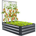 Caixa de Plantio Grande de Exterior Caixa de Plantio de Aço Galvanizado com Treliça para Plantas Trepadeiras e Fundo Aberto para Pátio Varanda 80x115x125 cm Cinza Escuro — foto 1