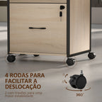 Bloco de Gavetas com Fechadura Bloco de Gavetas Escritório com Rodas 2 Gavetas Barra Suspensa para Papéis A4 e Carta e 2 Chaves 44x40x66,5 cm Madeira — foto 6