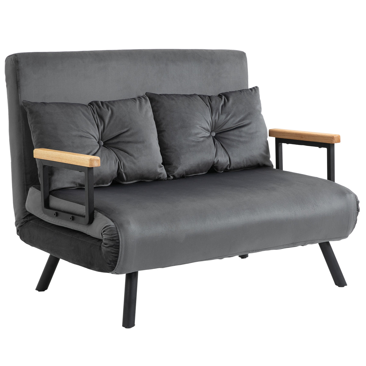 Sofá Cama Sofá Convertível em Cama de 2 Lugares Dobrável com Encosto Ajustável em 5 Níveis e 2 Almofadas Acolchoadas para Escritório Dormitório Sala de Estar 102x73x81 cm Cinza - Modelo 1 — foto 1