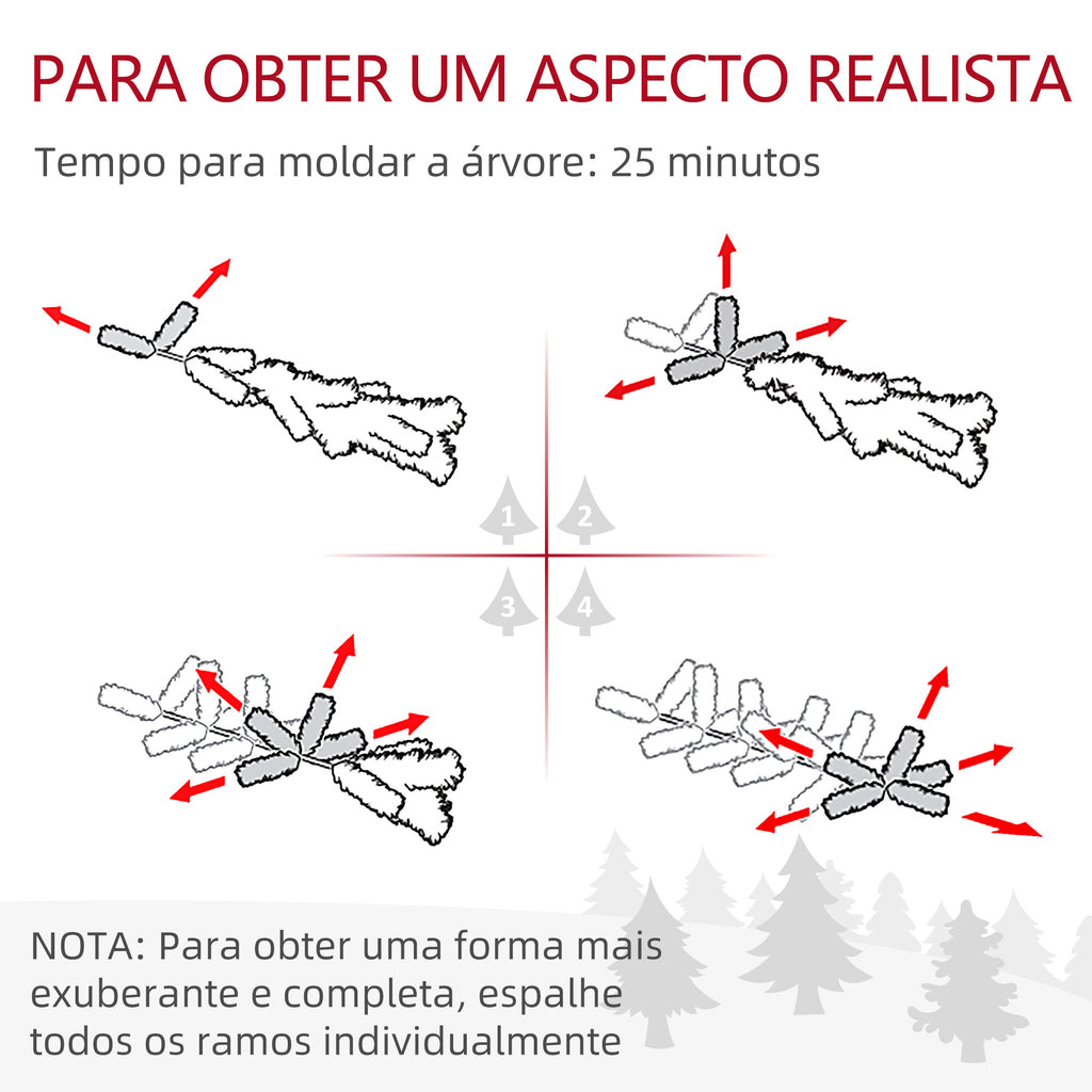 Árvore de Natal 150 cm Árvore de Natal Artificial Coberta de Neve com 317 Ramo e Suporte de Metal Árvore Natalícia para Sala Interior Verde — foto 7