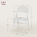Conjunto de 2 Cadeiras Dobráveis Cadeiras Dobráveis com Encosto e Estrutura de Aço para Sala de Estar Escritório Estúdio 45x46x78 cm Branco — foto 3