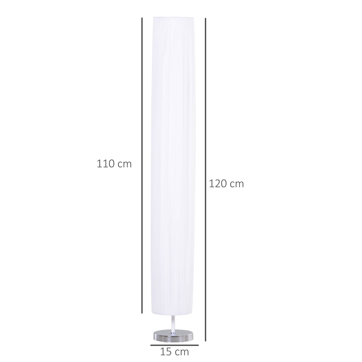 Candeeiro de Pé Moderno para Dormitório Sala de Estar com Interruptor de Pé e Base de Aço Inoxidável Ø15x120 cm Branco — foto 3