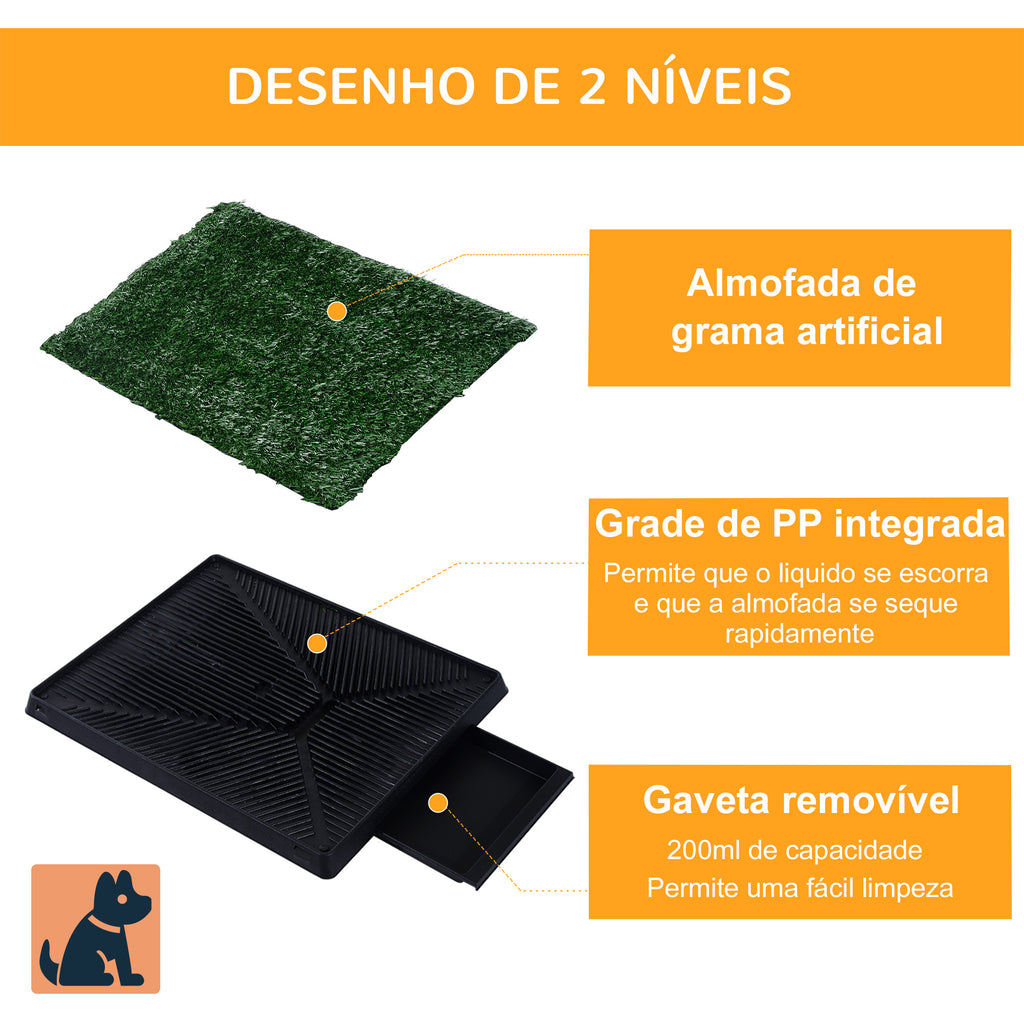 Sanita para Cães com Relva Artificial e Bandeja Sanita Interior para Animais de Estimação com Bandeja Lavável 51x63x6 cm Verde — foto 5