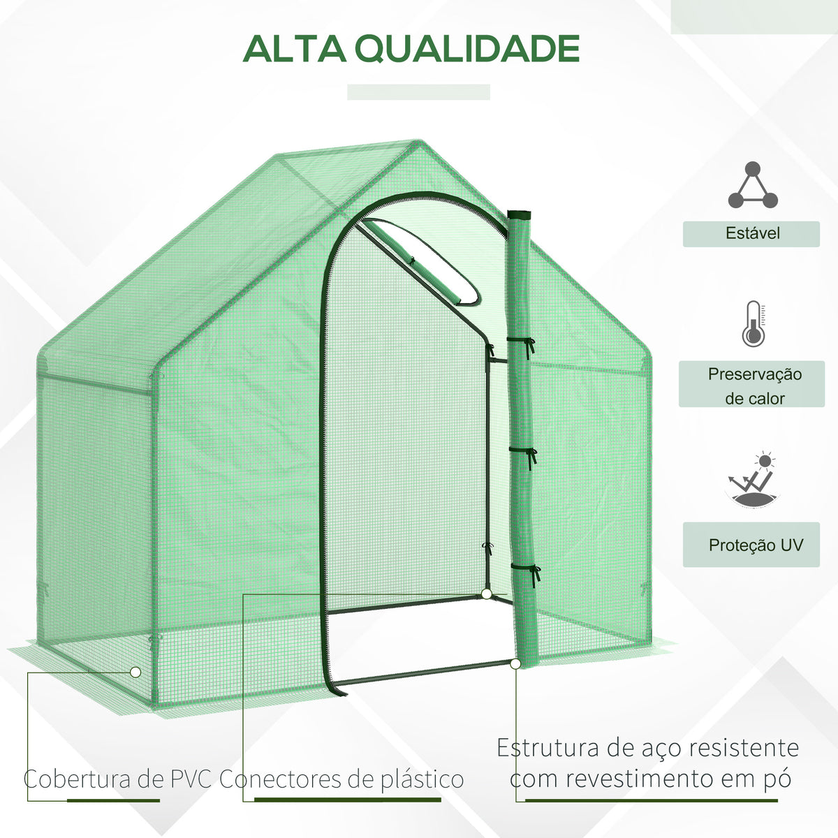 Estufa Transparente de Jardim 180x100x168 cm Estufa de Jardim com Porta Enrolável e Estrutura de Aço Verde — foto 5