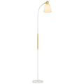 Candeeiro de Pé LED Candeeiro de Pé para Sala de Estar com Altura Ajustável Ecrã Interruptor Basculante para Sala de Estar Escritório Quarto 49x21x127-160 cm Branco e Dourado — foto 1