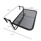 Mesa Suspensa para Varanda com Braço Regulável e Altura Ajustável em 3 Posições Estrutura de Metal Carga Máxima 30 kg 60x56,5x45 cm Preto — foto 3