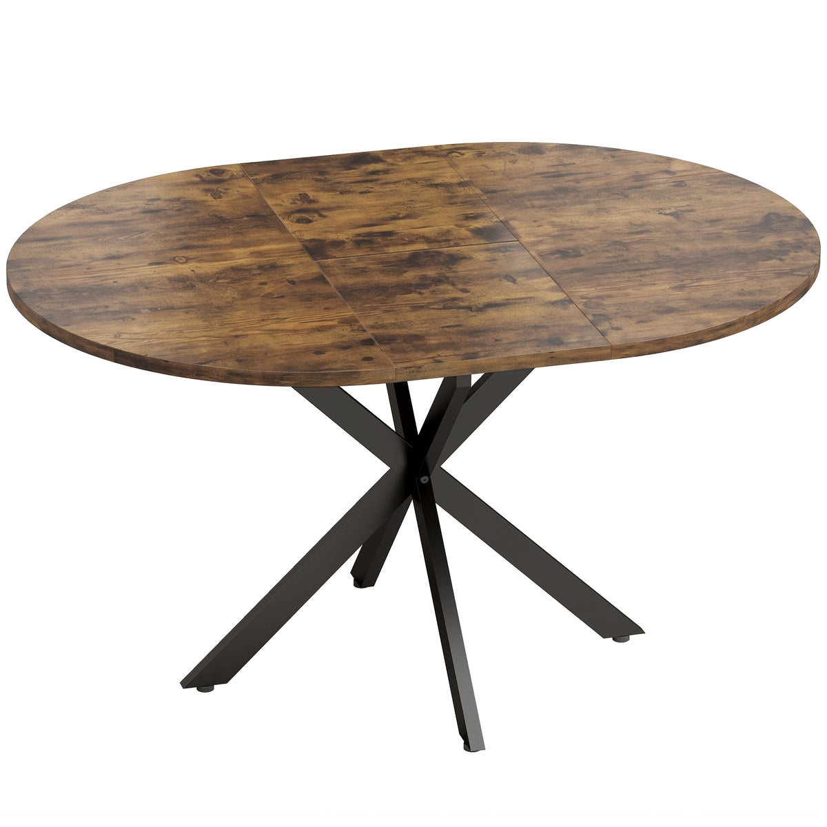 Mesa de Jantar Extensível para 4–6 Pessoas Mesa de Cozinha em Estilo Industrial com Pés em X Castanho Rústico — foto 1
