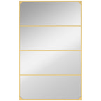 Espelho de parede retangular estilo verrière, estilo industrial, horizontal ou vertical com 4 ganchos, em metal dourado 109 x 69 cm — foto 1