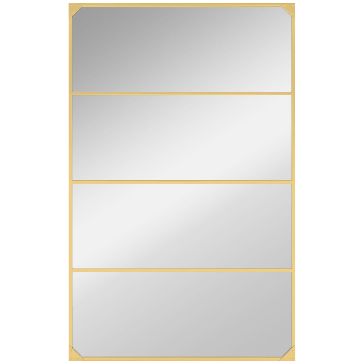 Espelho de parede retangular estilo verrière, estilo industrial, horizontal ou vertical com 4 ganchos, em metal dourado 109 x 69 cm — foto 1