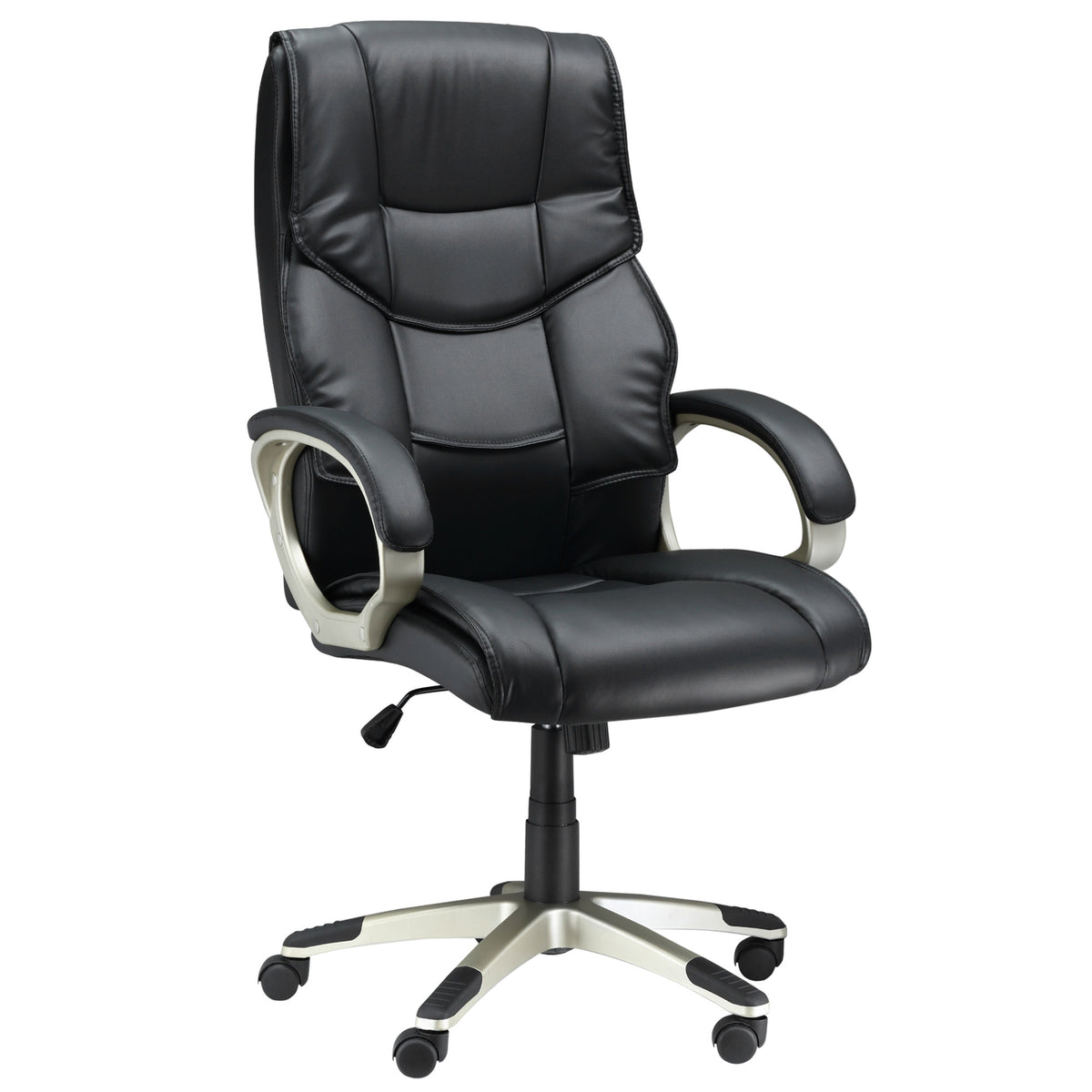 Cadeira de Escritório Poltrona Executiva com Função de Balanço Cadeira Giratória Ergonômica Assento Estilo Esportivo Encosto Alto Couro Sintético Metal 70x58x114–124 cm Preto — foto 1