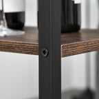 Conjunto de mesa de bar e 2 bancos com apoio para os pés e prateleiras de 3 níveis Almofadas ajustáveis ​​para cozinha 109x60x100 cm marrom rústico — foto 8