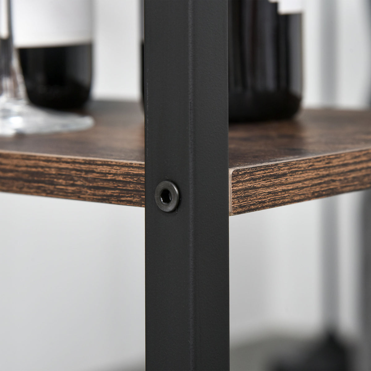 Conjunto de mesa de bar e 2 bancos com apoio para os pés e prateleiras de 3 níveis Almofadas ajustáveis ​​para cozinha 109x60x100 cm marrom rústico — foto 8