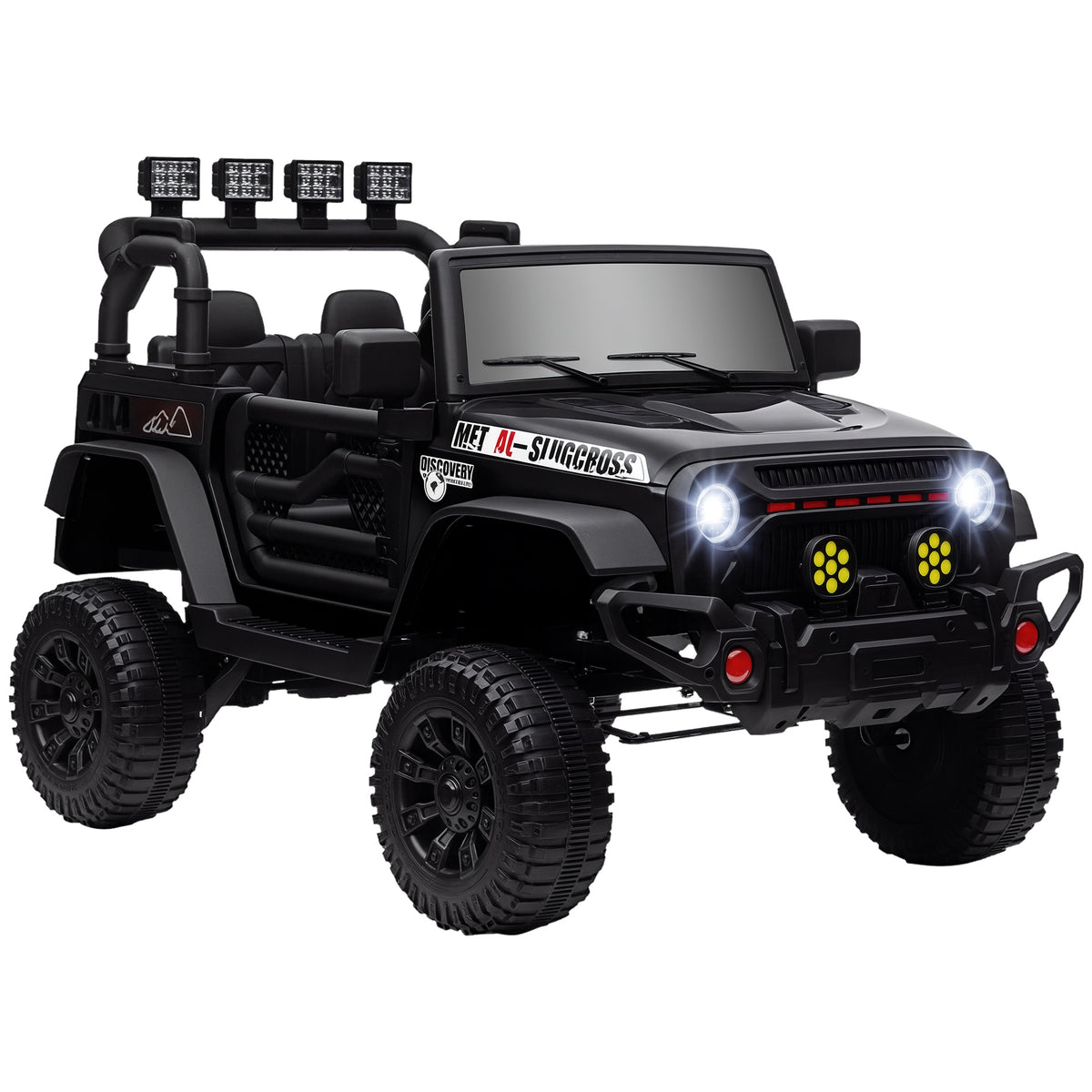 Carro Elétrico para Crianças acima de 3 Anos Carro Elétrico Infantil com Bateria de 12V Controlo Remoto Faróis LED Buzina e Música 100x63x65 cm Preto — foto 1