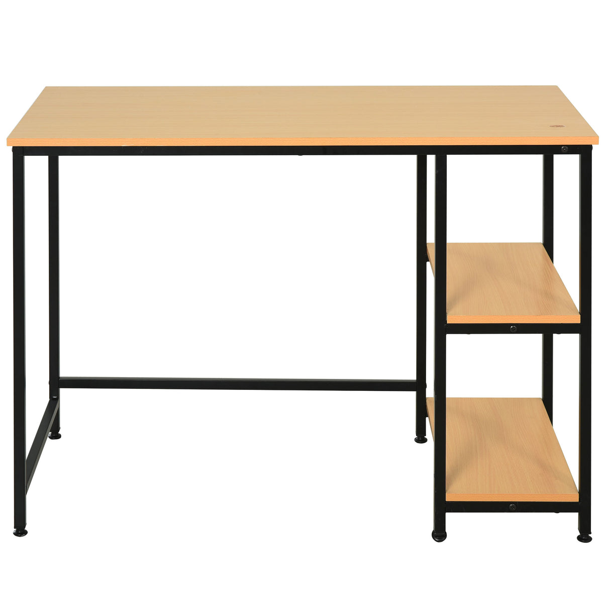 Mesa de computador para escritorio estudo com prateleiras de 2 andares Superfície grande Pernas com protetores ajustáveis Anti-derrapante 106x50x76 cm Cor Madeira — foto 7