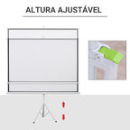 Ecrã de Projeção Manual com Suporte 100 Polegadas Ecrã de Projeção Portátil Formato 4:3 para Interior e Exterior Cinema em Casa Pátio 203x152 cm Branco — foto 5
