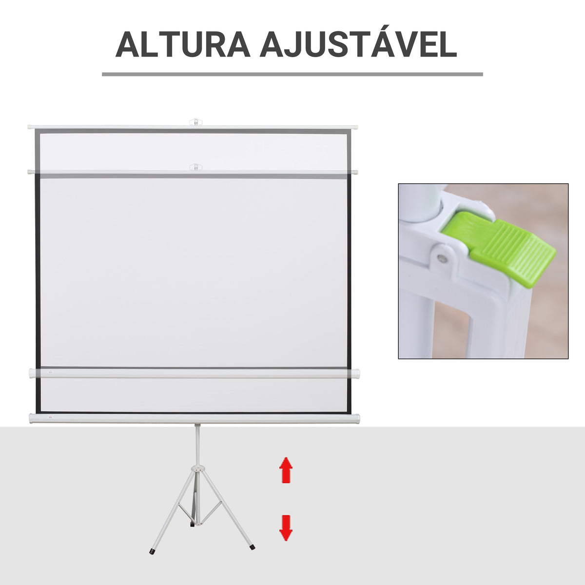 Ecrã de Projeção Manual com Suporte 100 Polegadas Ecrã de Projeção Portátil Formato 4:3 para Interior e Exterior Cinema em Casa Pátio 203x152 cm Branco — foto 5