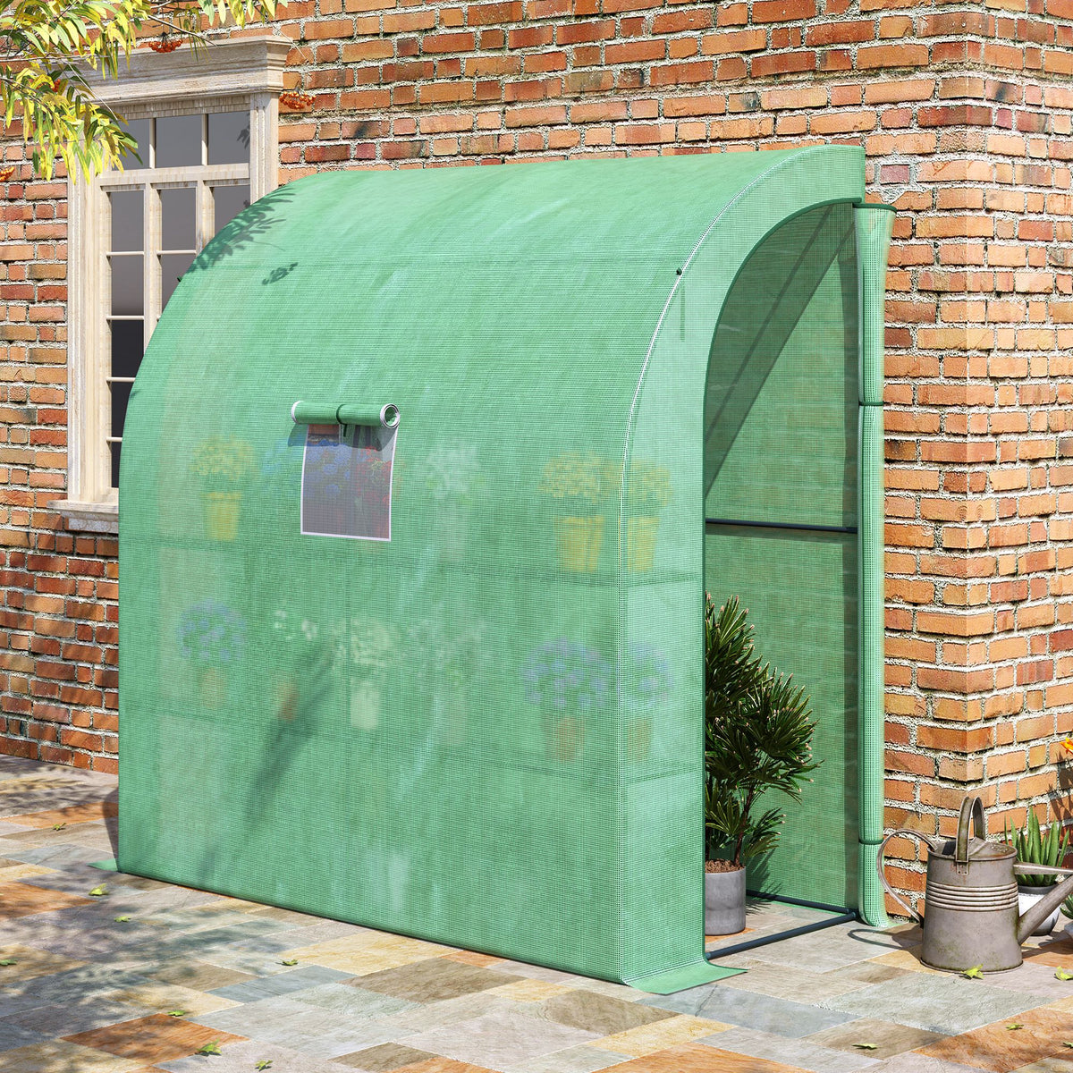 Estufa Pequena Estufa de Exterior com Janelas Prateleiras de 3 Níveis e Estrutura de Aço Estufa para Cultivo de Plantas Flores 200x100x215 cm Verde — foto 2