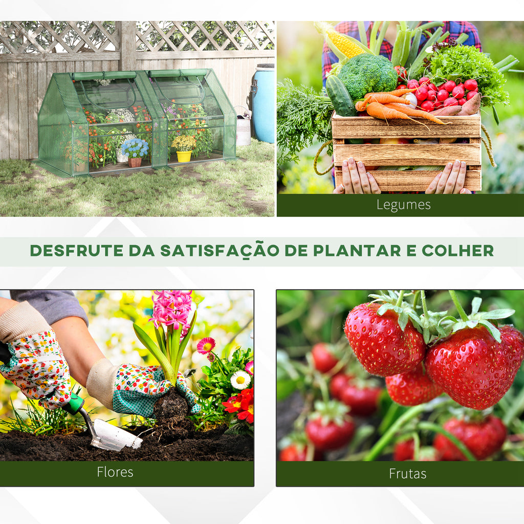 Estufa Pequena Estufa de Exterior com Proteção Dupla Janelas e Estrutura de Aço Estufa para Cultivos de Plantas e Flores 180x90x90 cm Verde — foto 7