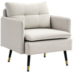 Poltrona Sala de Estar Poltrona Relax com Apoio para os Braços Assento Acolchoado e Pés de Aço Sofá Individual Moderno para Dormitório 76x68x80 cm Creme — foto 1