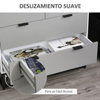 Cômoda de cabeceira com 4 gavetas com base elevada e desenho anti derrapante 80x40x79 cm Branco Cinzento e Preto — foto 5