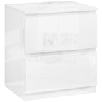 Mesa de Cabeceira Moderna Mesa de Cabeceira com 2 Gavetas Mesa de Cabeceira para Dormitório 40x34x45 cm Branco Brilhante — foto 1