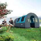 Tenda de Campismo Familiar para 5-6 Pessoas Tenda de Campismo Dobrável com 2 Quartos Portas e Bolsa de Transporte Impermeável 3000 mm para Trekking 480x260x200 cm Cinza — foto 2