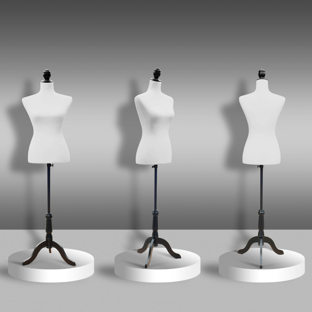 Manequim Feminino de Costura Manequim de Exibição com Altura Ajustável 130-168cm Branco — foto 4