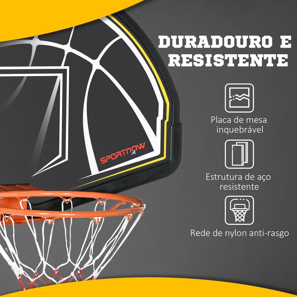 Tabela de Basquetebol de Parede Tabela de Basquetebol para Interior e Exterior 110x90x70 cm Preto e Amarelo — foto 5