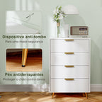 Cómoda com 4 Gavetas Cómoda de Dormitório Moderna com Desenho Ondulado Anti-Tombo Cómoda para Sala de Estar Corredor 60x40x90 cm Branco — foto 6